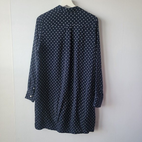 Everlane women's button front navy Polka Dot Shirtdress sz 4 long sleeve Cupro - Picture 8 of 8